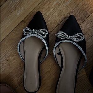 Express Black Mules with Silver Accents